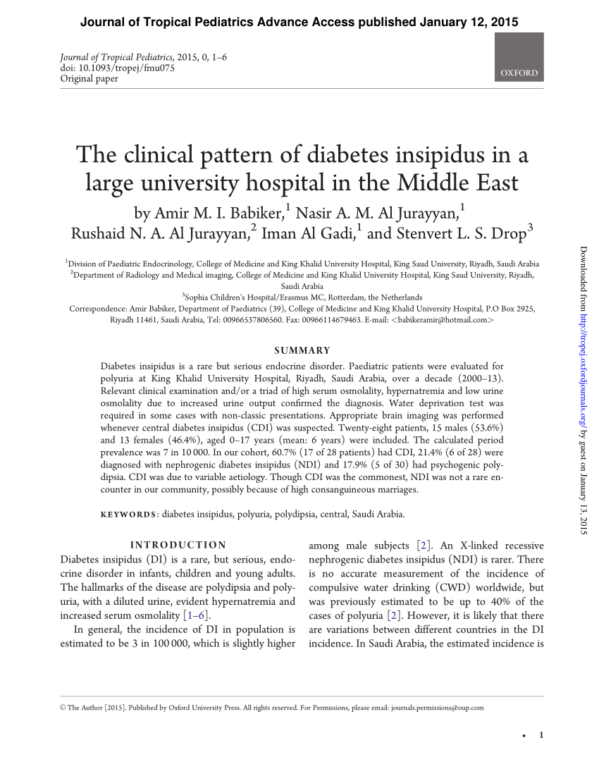 diabetes insipidus journal pdf)