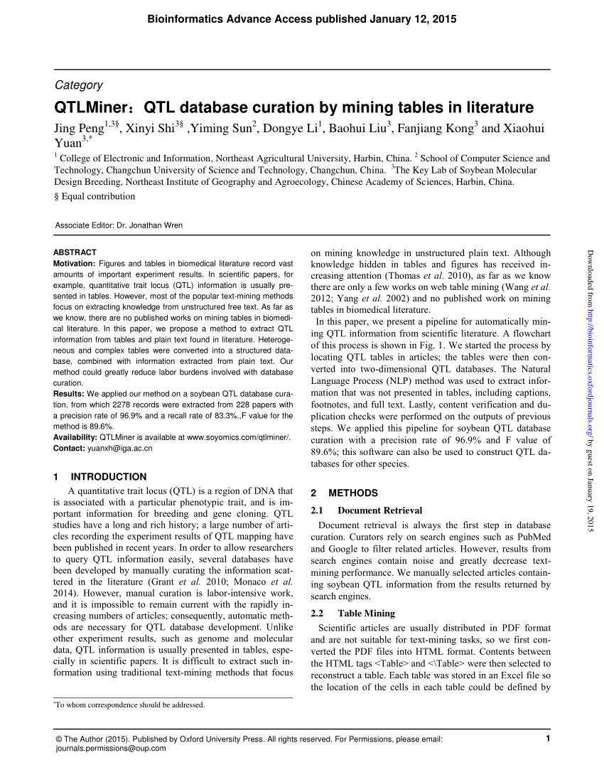 (PDF) QTLMiner: QTL database curation by mining tables in literature
