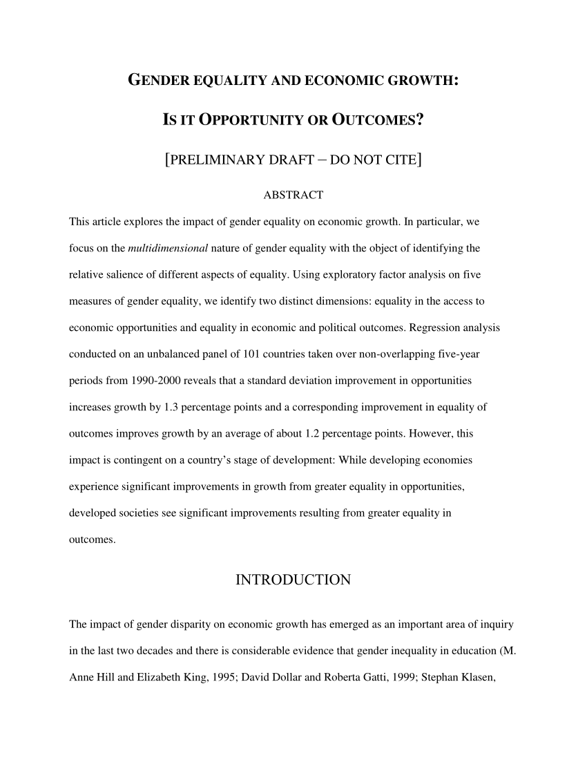 economic equality research paper