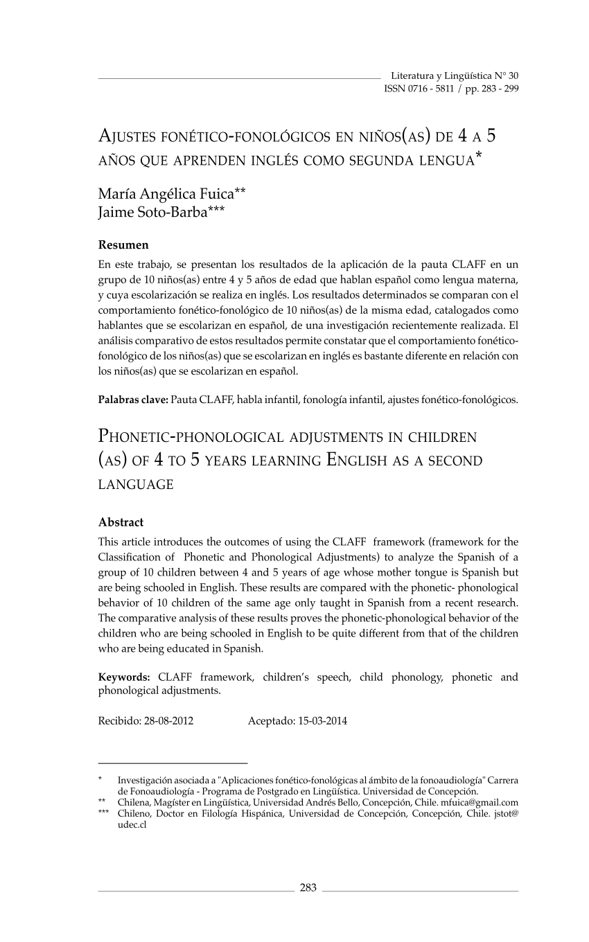 Pdf Ajustes Fonetico Fonologicos En Ninos As De 4 A 5 Anos Que Aprenden Ingles Como Segunda Lengua