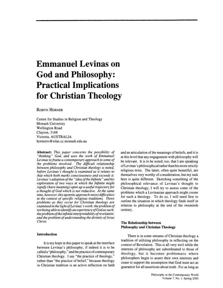 Pdf Emmanuel Levinas On God And Philosophy - 