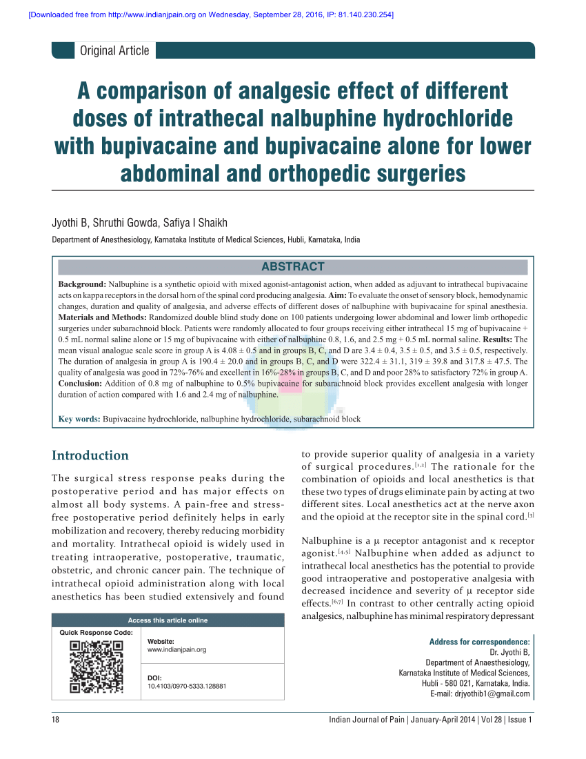 Pdf A Comparison Of Analgesic Effect Of Different Doses Of