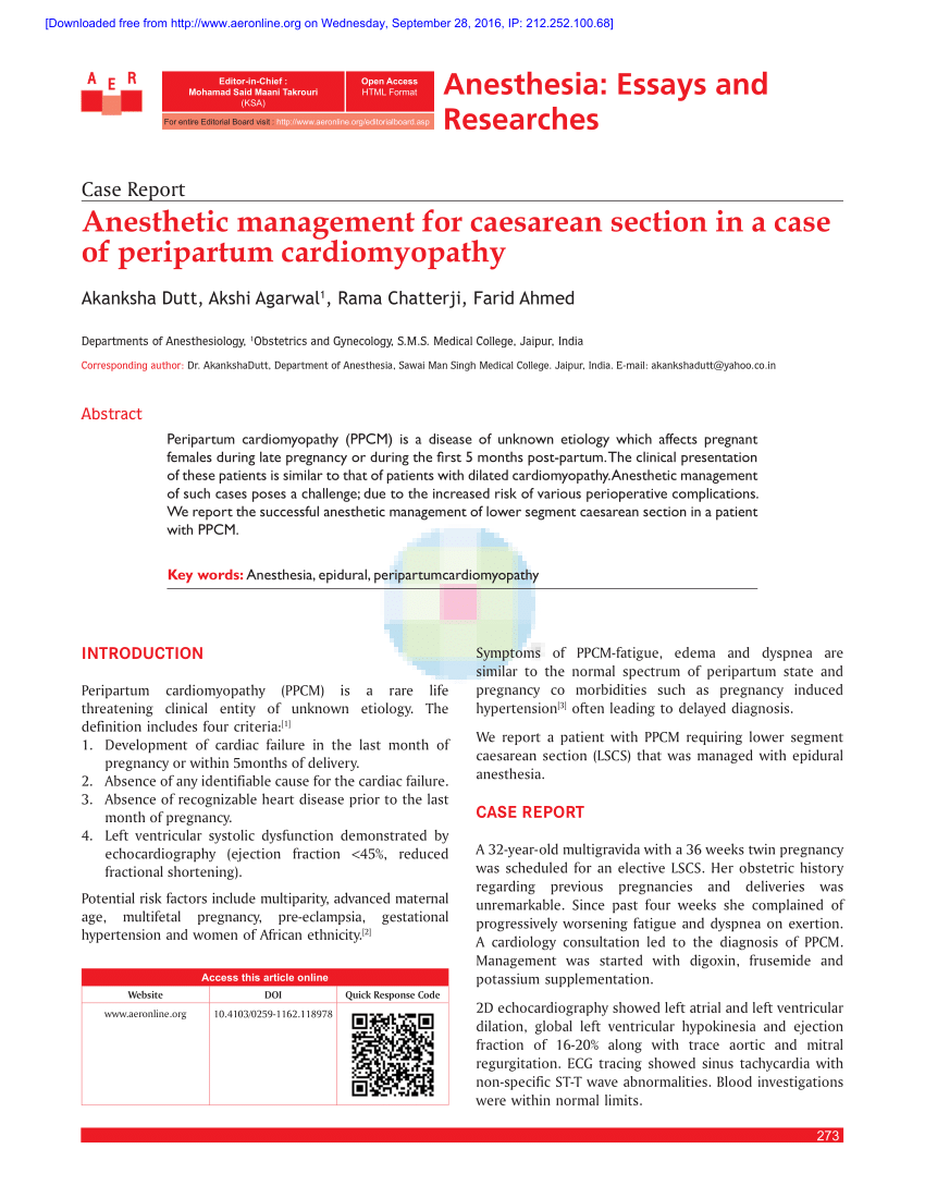 Anesthetic Management of a Patient with Peripartum Cardiomyopathy for LUCS