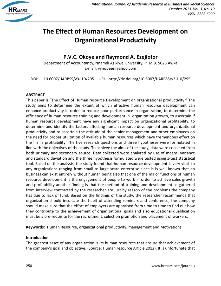 literature review on organizational productivity pdf