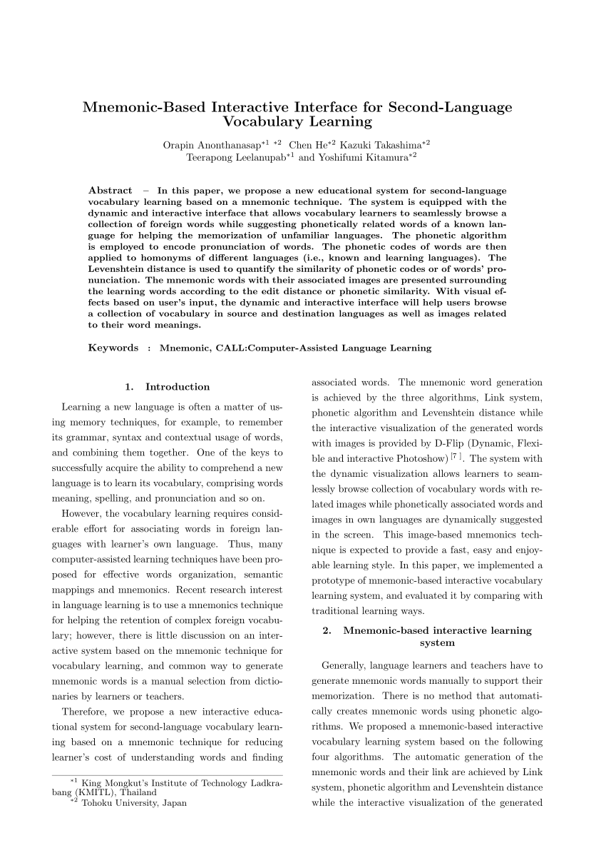 The Link System Method Of Mnemonic Learning Strategy Download Scientific Diagram