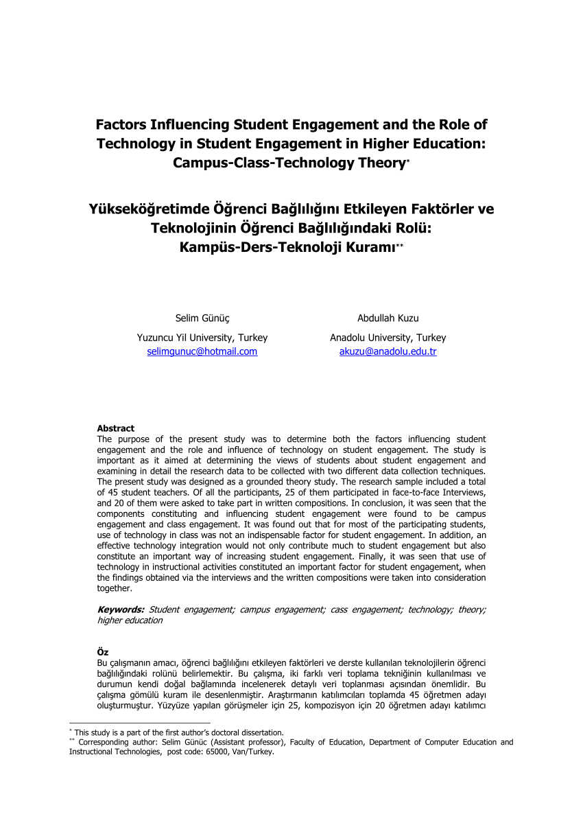 pdf factors influencing student engagement and the role of technology in student engagement in higher education campus class technology theory