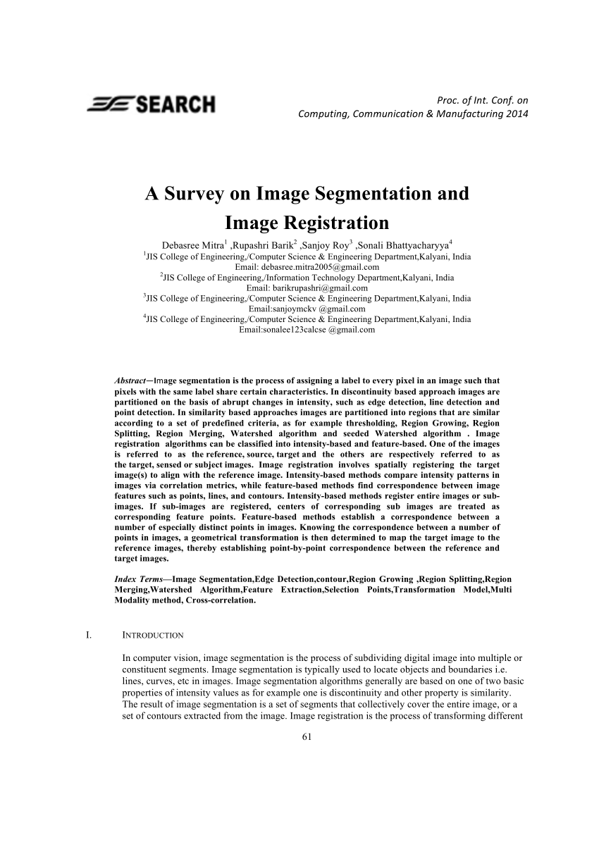 literature survey on image segmentation