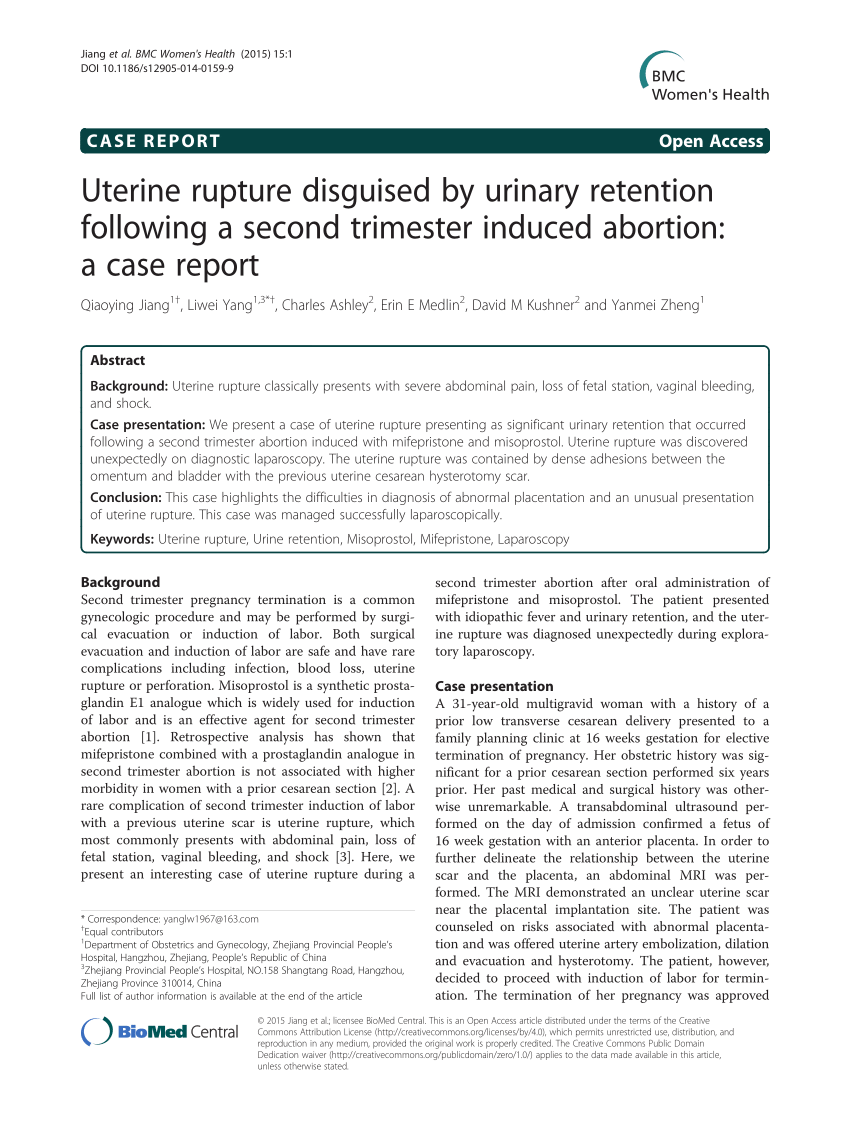 PDF) Persistent postpartum urinary retention following vaginal delivery: a  rare complication in obstetrics practice