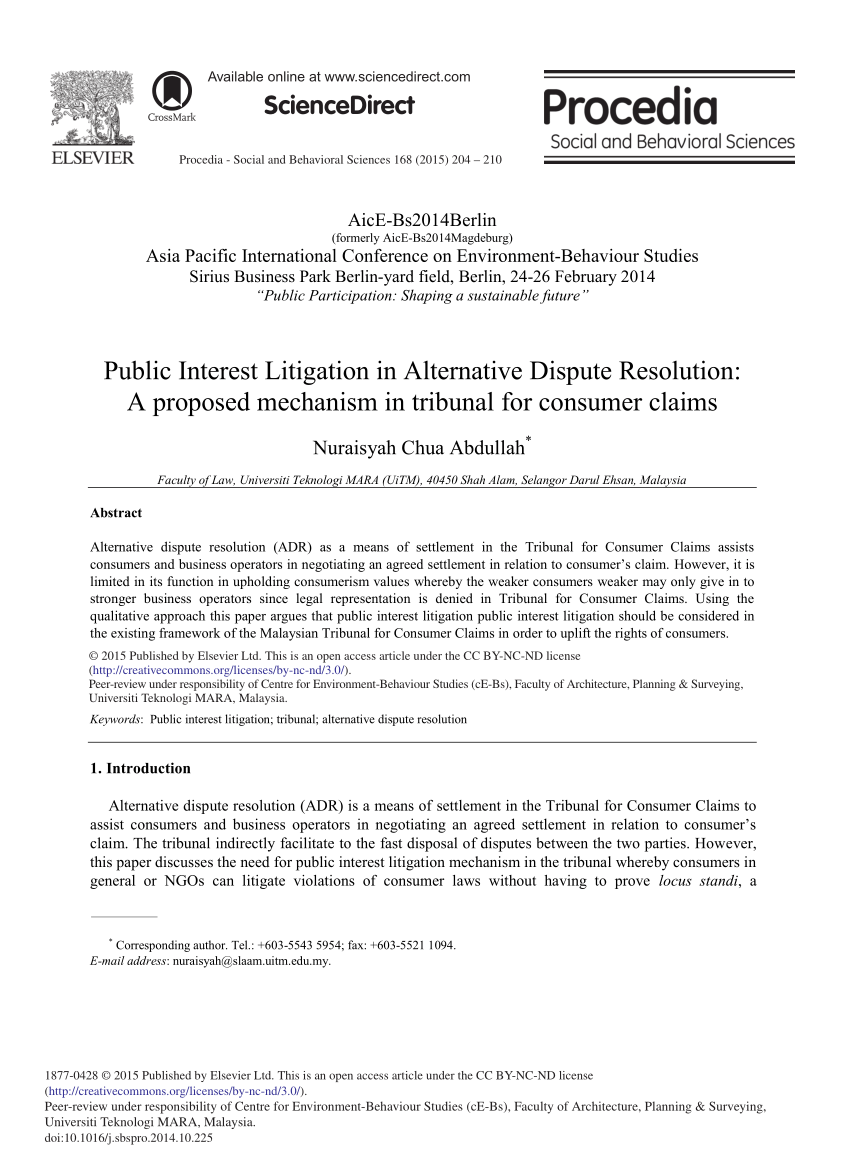 (PDF) Public Interest Litigation in Alternative Dispute ...
