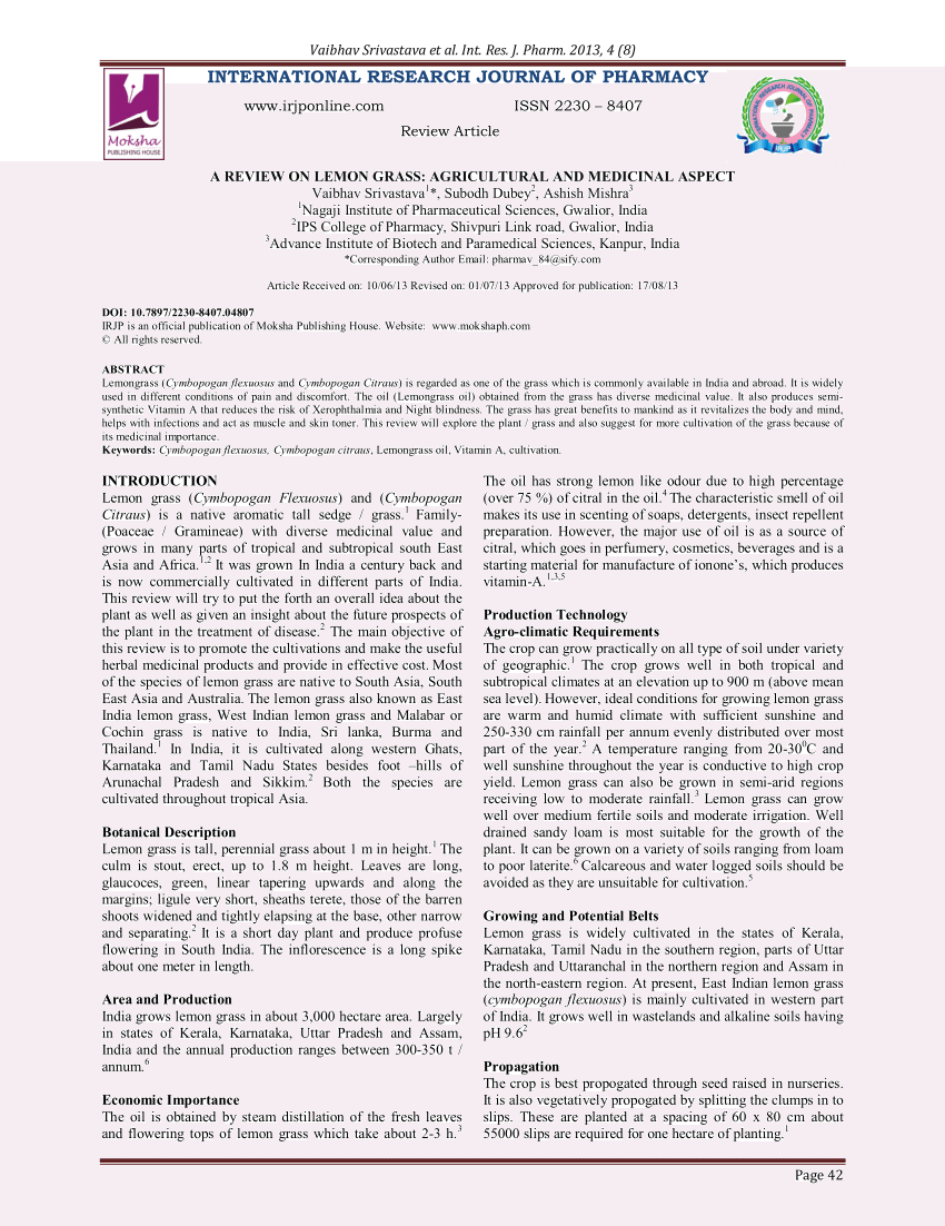 lemongrass research paper pdf