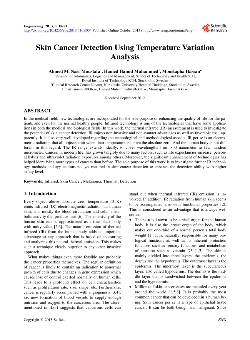 PDF) Skin Cancer Detection Using Temperature Variation Analysis