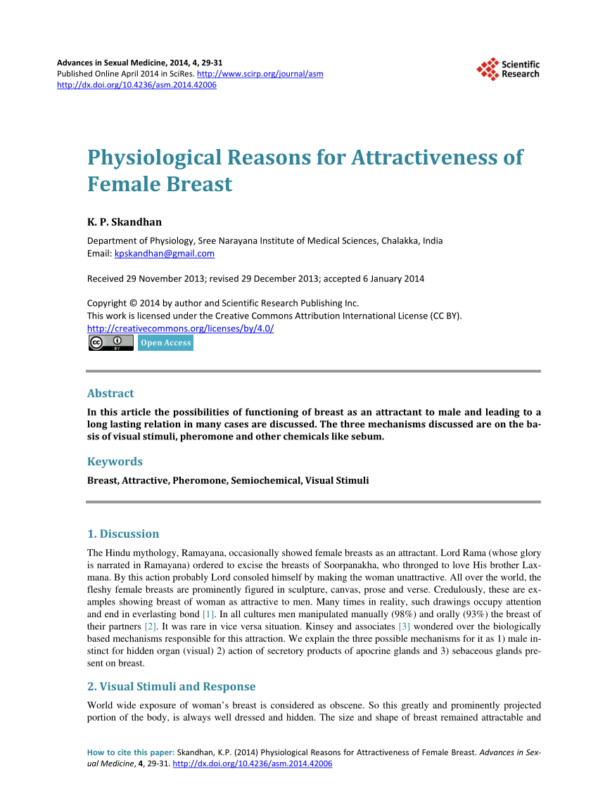 Men more attracted to intelligence than large breasts Pdf Physiological Reasons For Attractiveness Of Female Breast