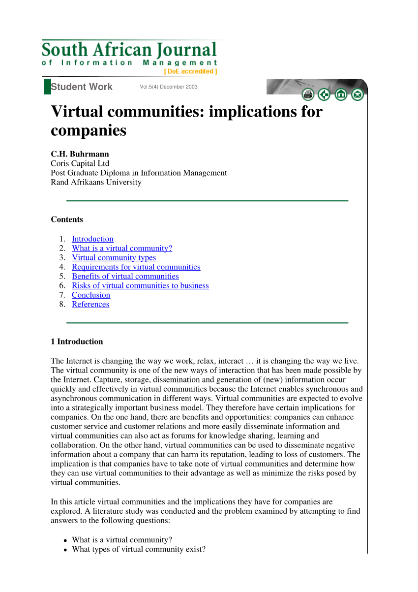 Pdf Information Dissemination In Virtual Communities As Challenge