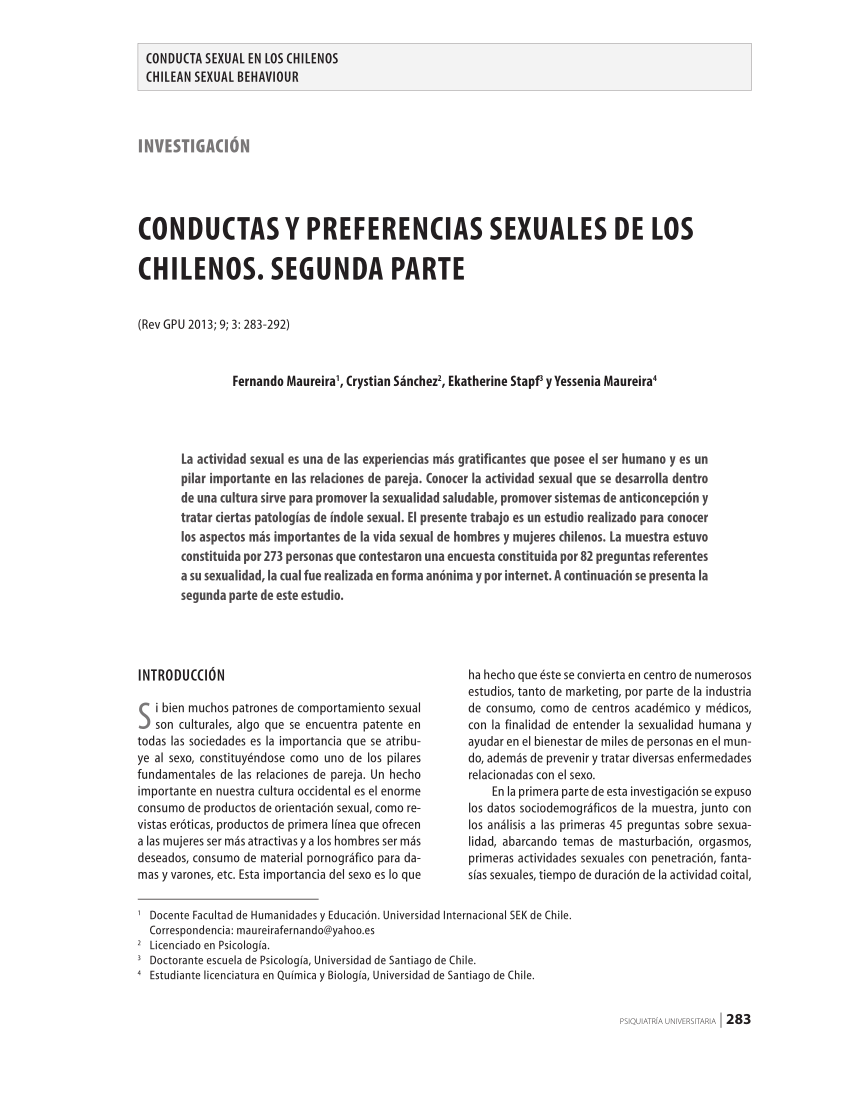 PDF) Conductas y preferencias sexuales de los chilenos (parte II) Foto