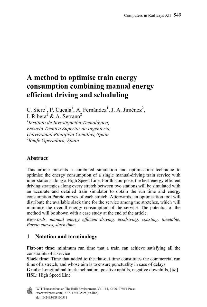 PDF) A method to optimise train energy consumption combining ...