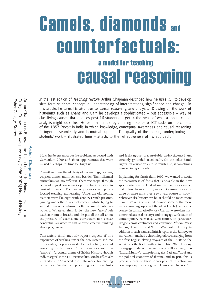 Pdf Camels Diamonds And Conterfactuals A Model For Teaching Causal Reasoning