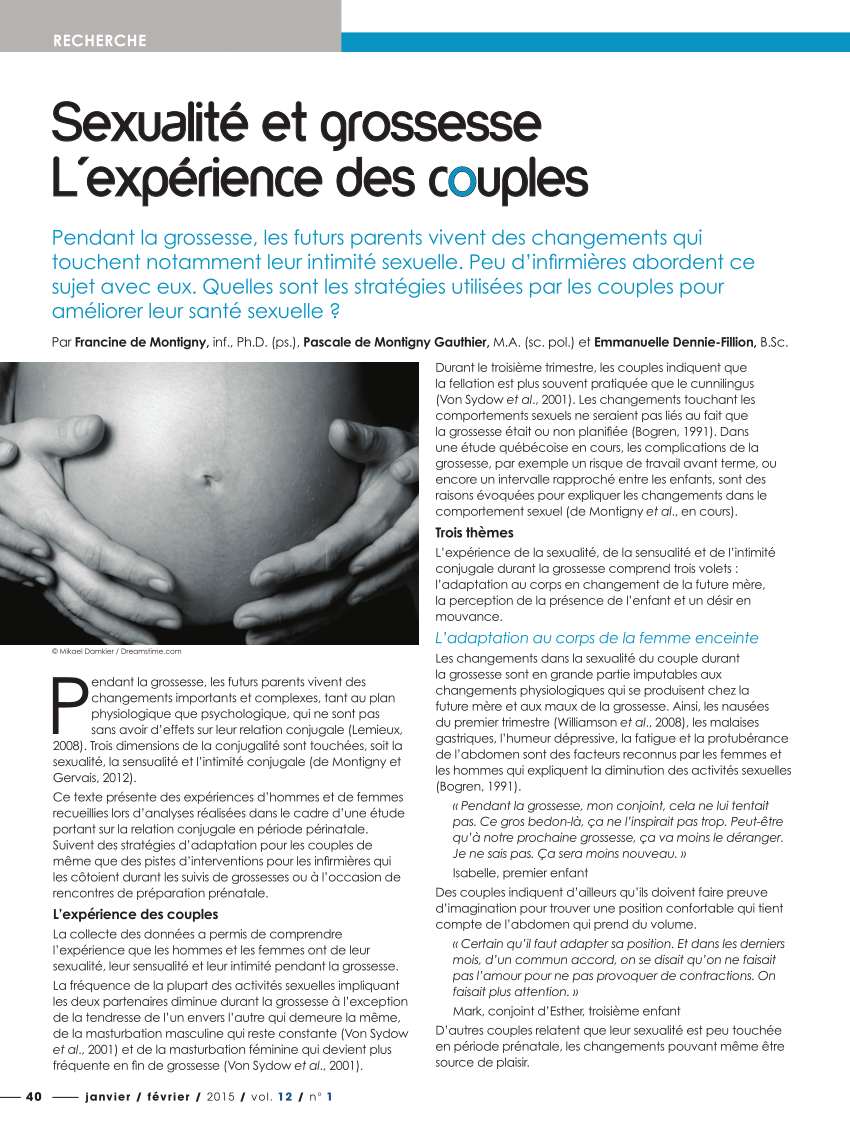 Pdf La Sexualité Après La Naissance Et En Contexte Dallaitement Maternel Expérience Des 0012