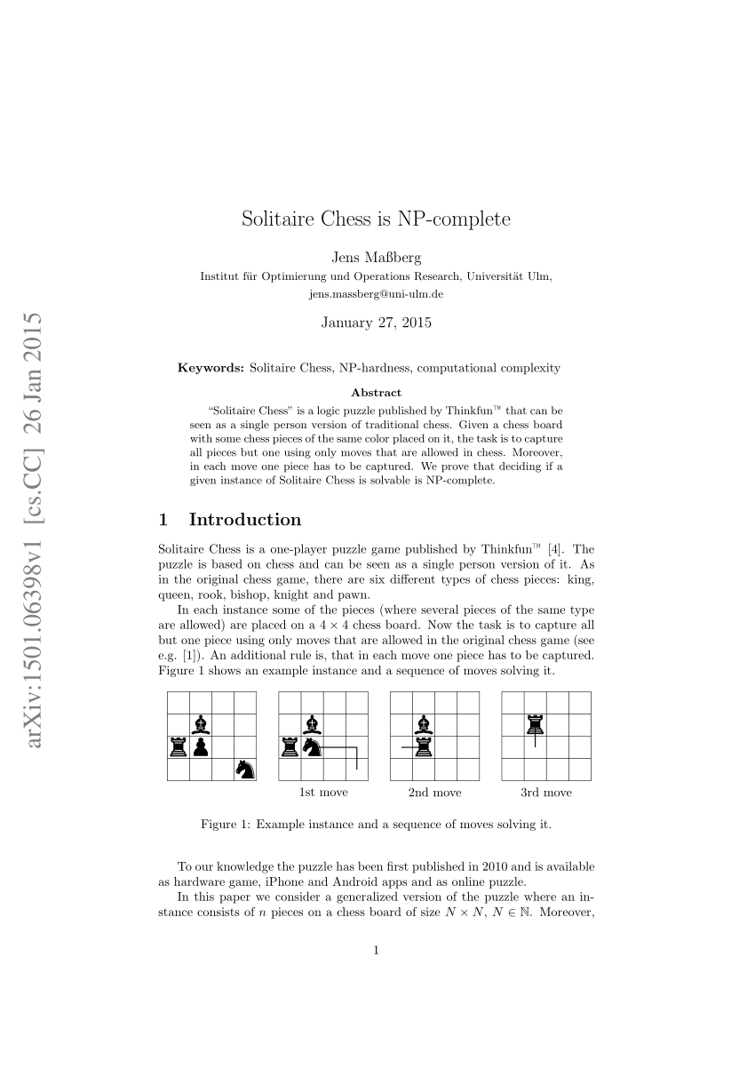 PDF] Solitaire Chess is NP-complete