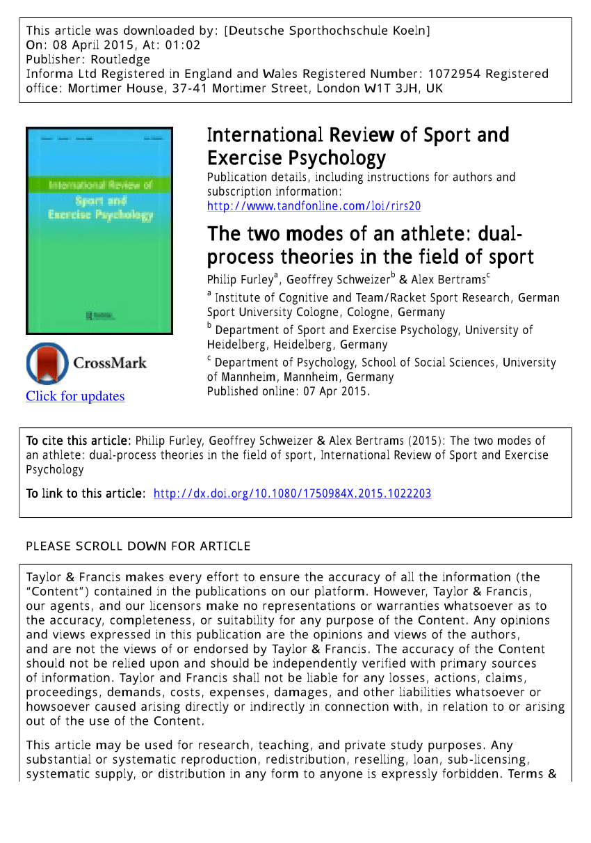PDF) The two modes of an athlete. Dual-process theories in the ...