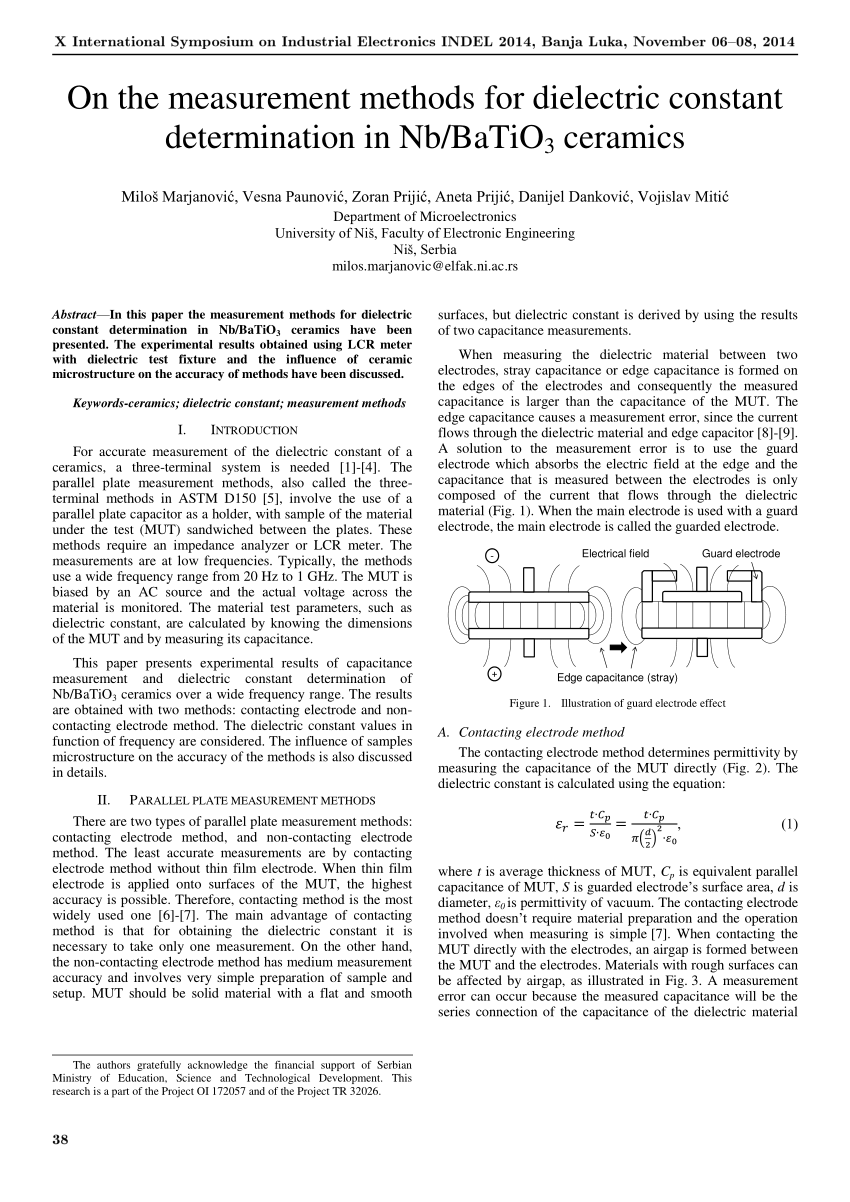 Pdf On The Measurement Methods For Dielectric Constant - 