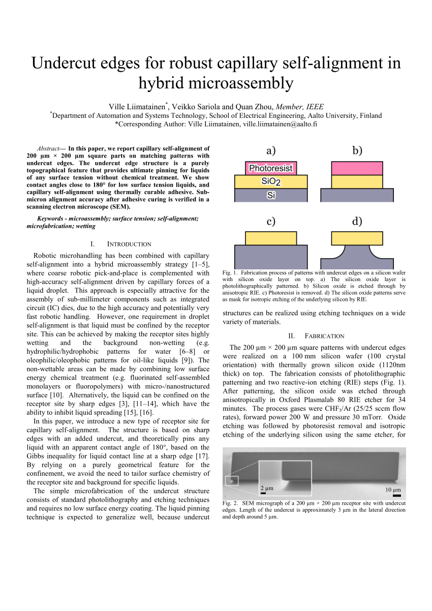 Fabrication Process Of Patterns With Undercut Edges On A Silicon Wafer Download Scientific Diagram