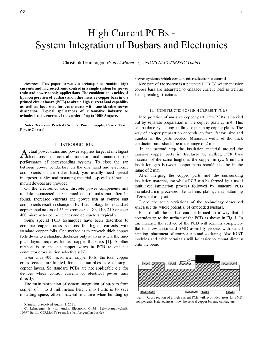 PDF) High current PCBs - system integration of busbars and electronics