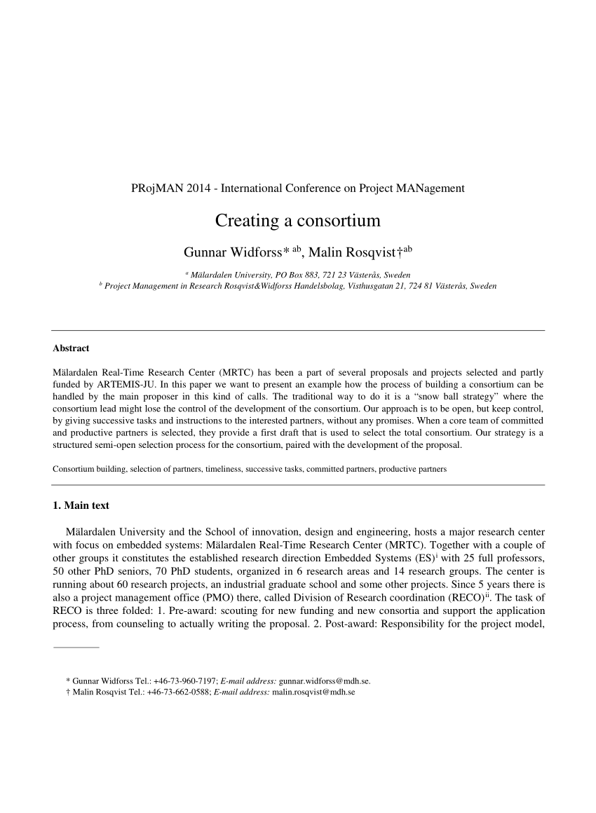 (PDF) Creating a consortium