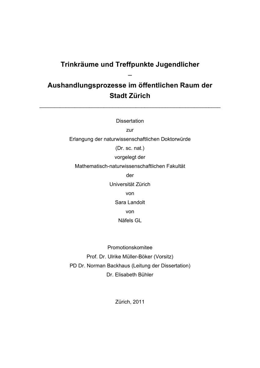 PDF Trinkräume und Treffpunkte Jugendlicher Aushandlungsprozesse im öffentlichen Raum der Stadt Zürich