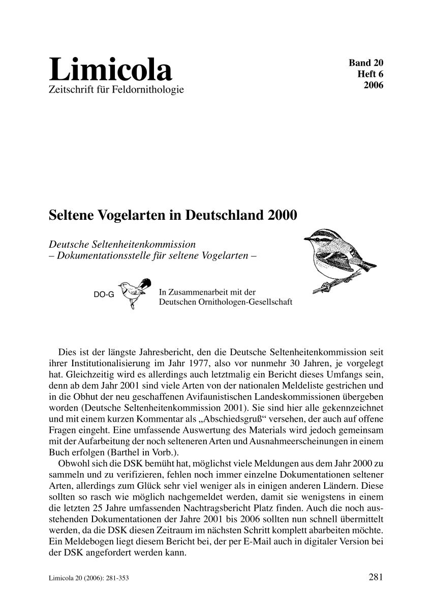 Pdf Seltene Vogelarten In Deutschland 2000 Rare Birds In Germany