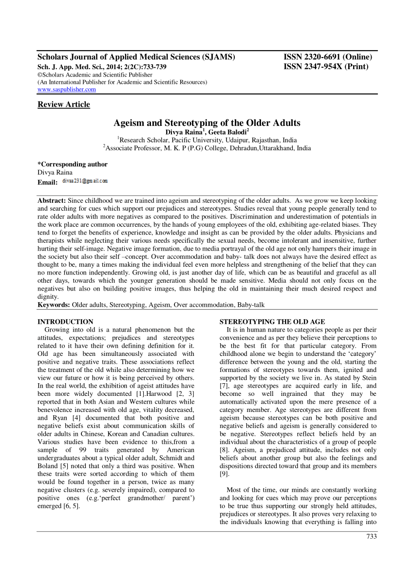 (PDF) Ageism and Stereotyping of the Older Adults