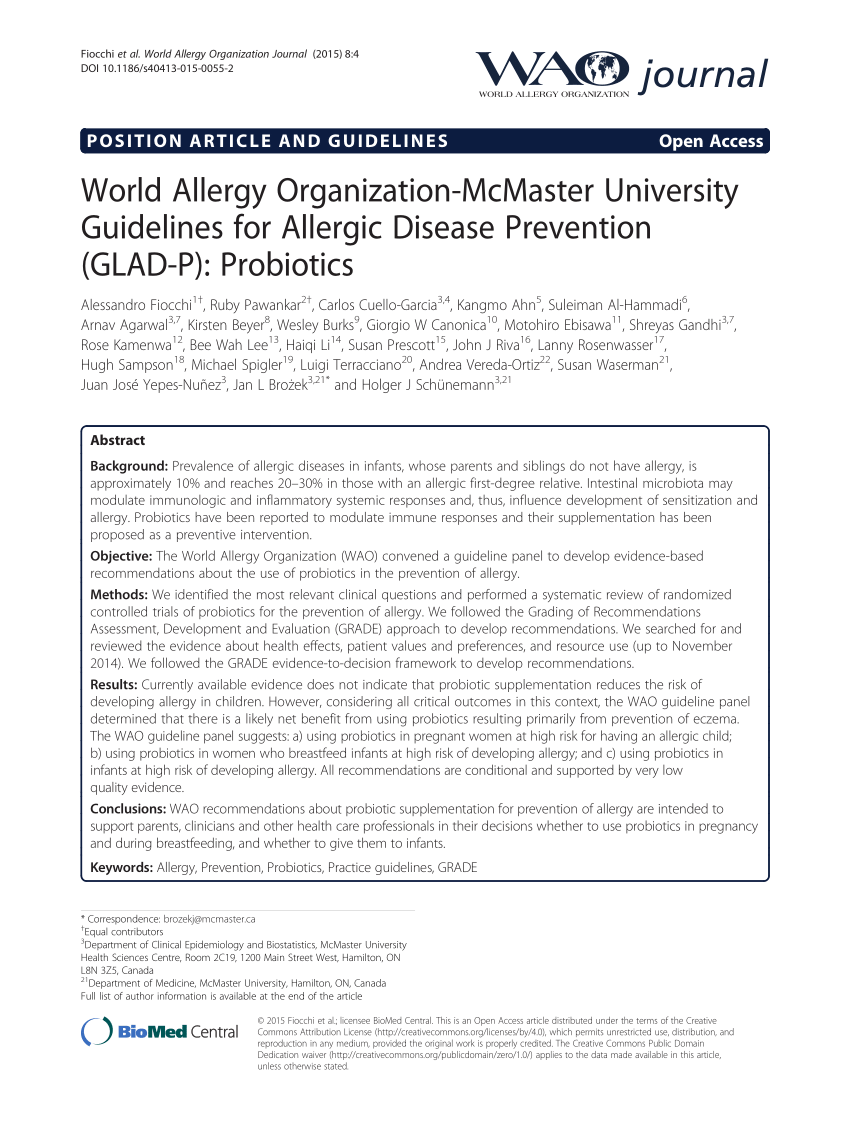 Pdf World Allergy Organization Mcmaster University Guidelines For