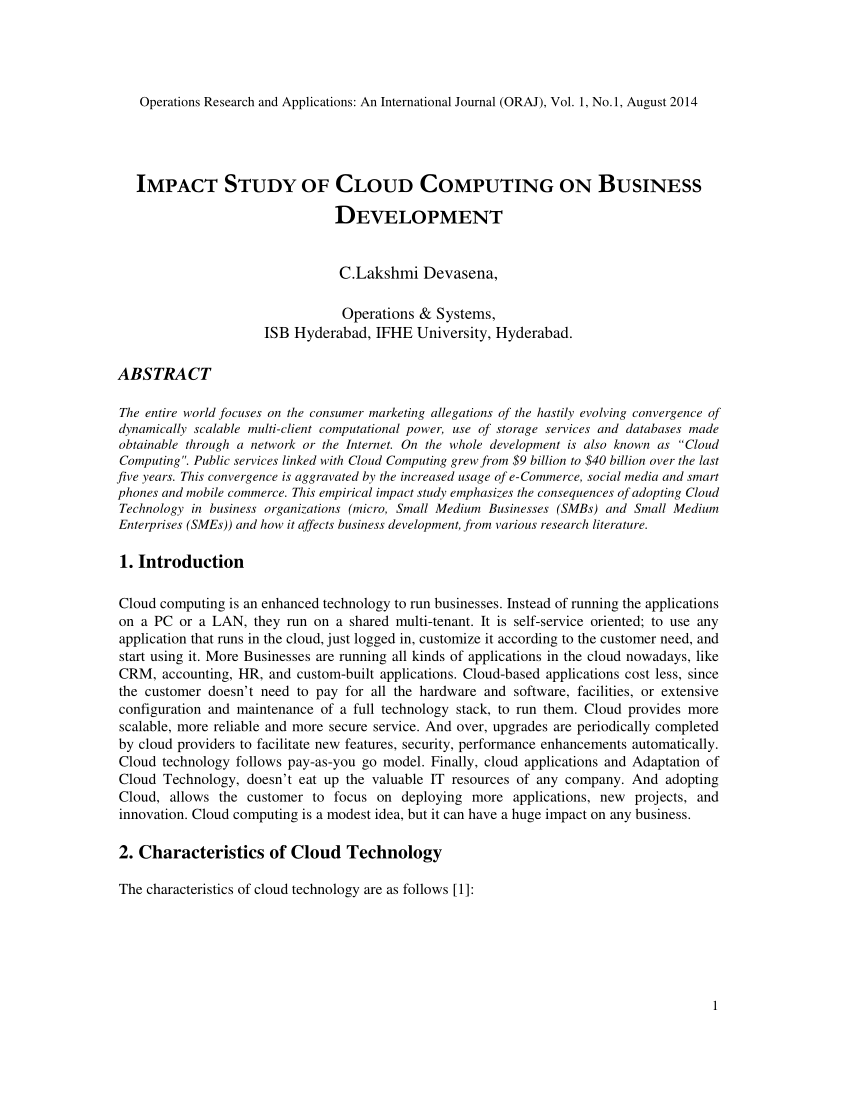 (PDF) IMPACT STUDY OF CLOUD COMPUTING ON BUSINESS DEVELOPMENT