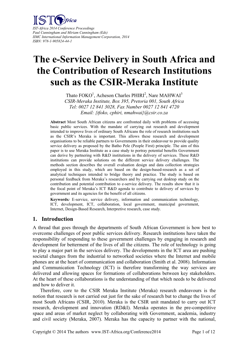 research on service delivery in south africa