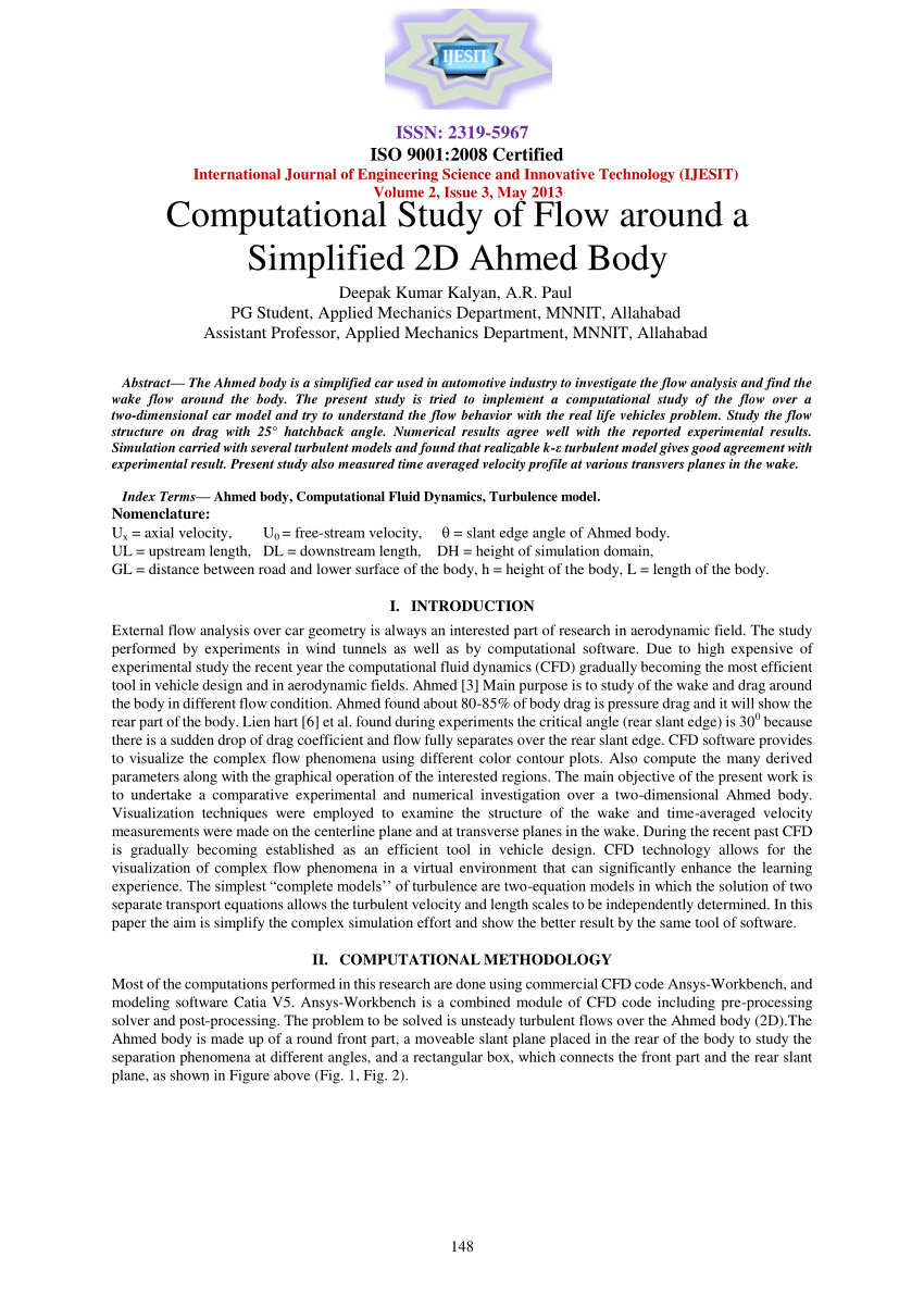 Pdf Computational Study Of Flow Around A Simplified 2d Ahmed Body