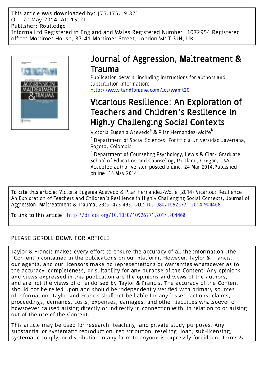 Pdf Vicarious Resilience An Exploration Of Teachers And