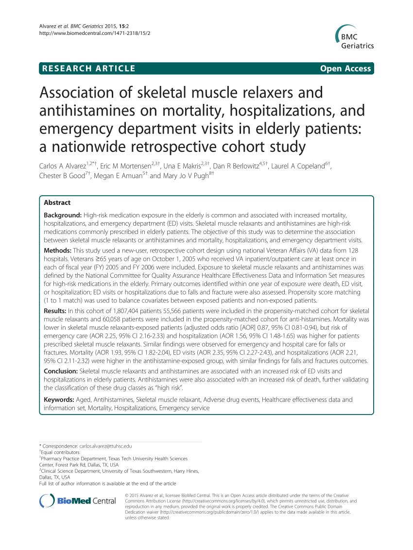 pdf) association of skeletal muscle relaxers and antihistamines on