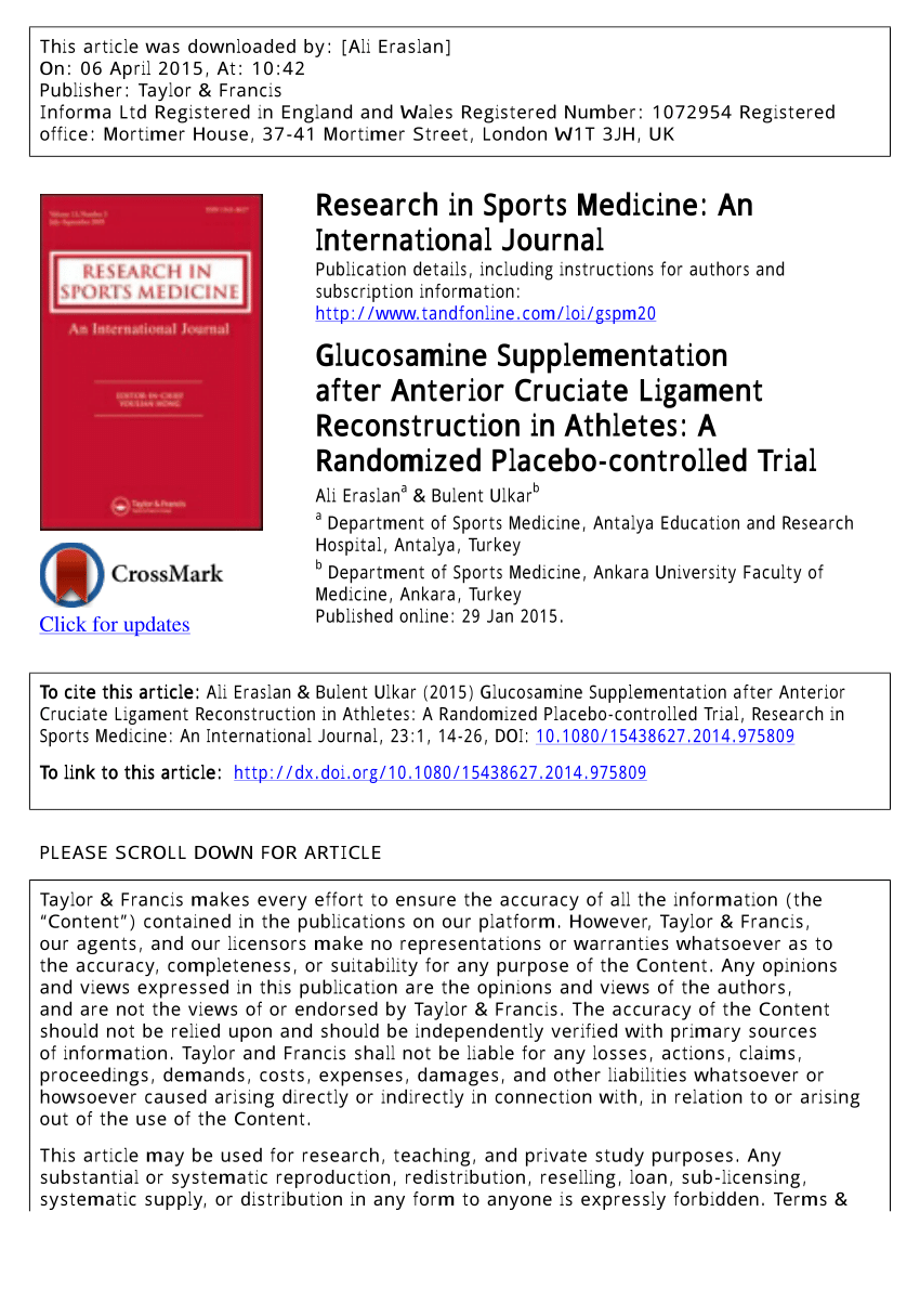 PDF) Glucosamine Supplementation after Anterior Cruciate Ligament