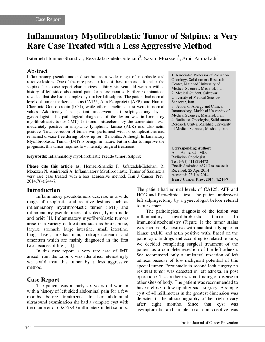 Inflammatory myofibroblastic tumour of an unusual presentation in the uterine  cervix: a case report, World Journal of Surgical Oncology