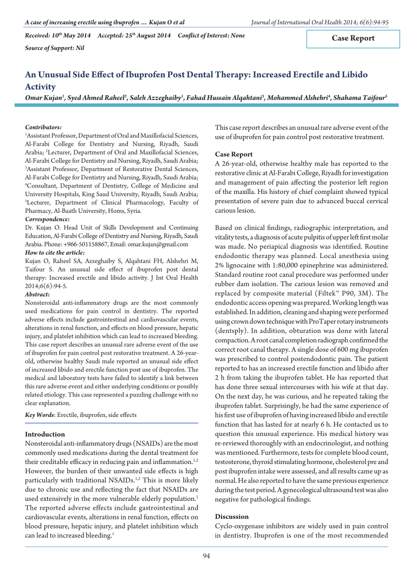 PDF An Unusual Side Effect of Ibuprofen Post Dental Therapy