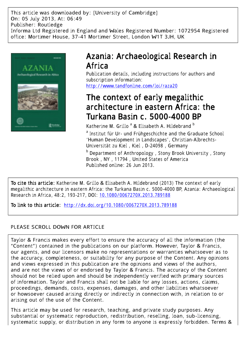PDF) The context of early megalithic architecture in eastern Africa The Turkana Basin c bild bild