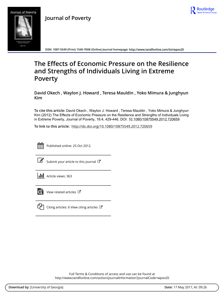 Pdf The Effects Of Economic Pressure On The Resilience And