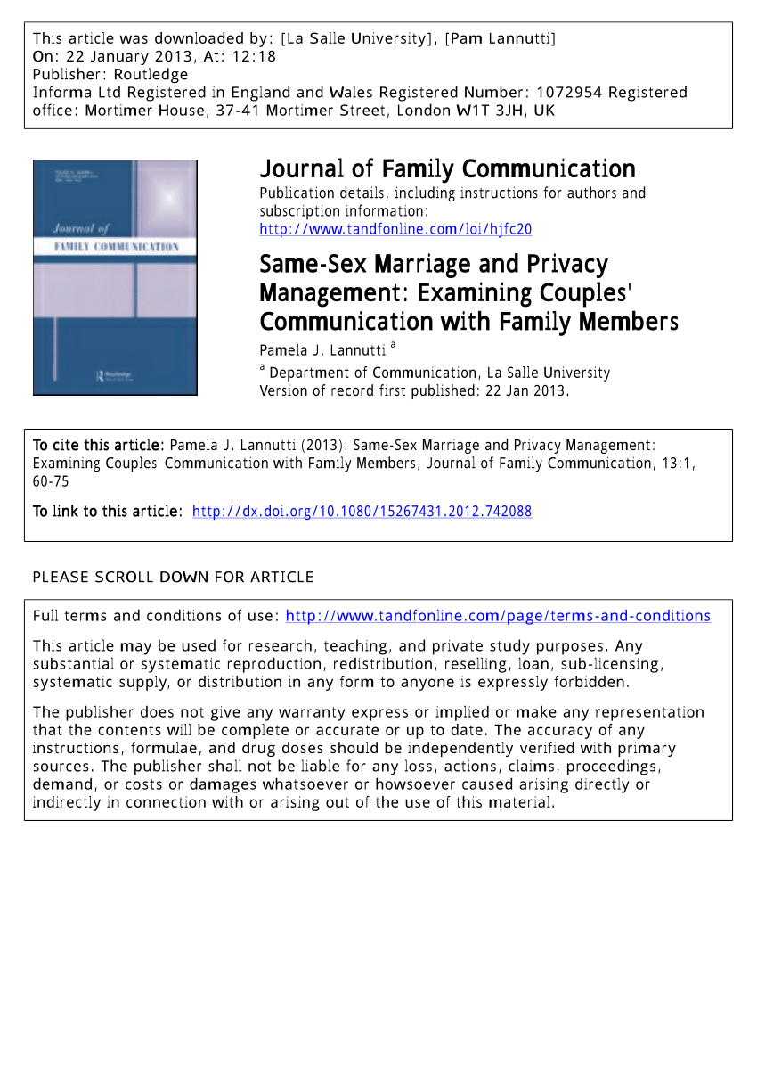 Pdf Same Sex Marriage And Privacy Management Examining Couples 7501