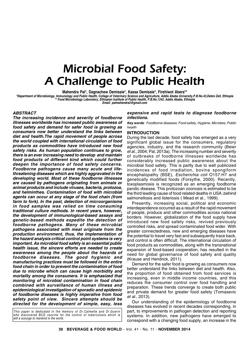 microbial safety of food products