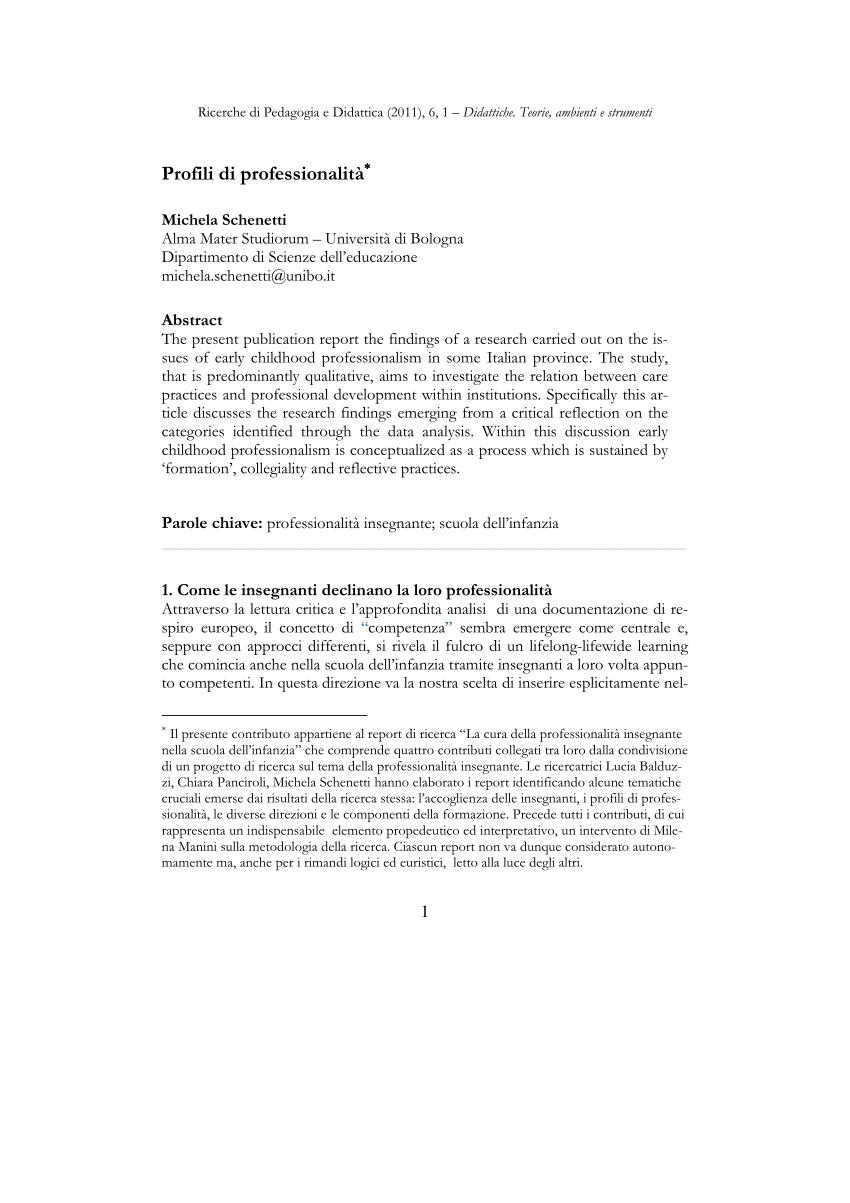 (PDF) Schenetti M., Profili di professionalità