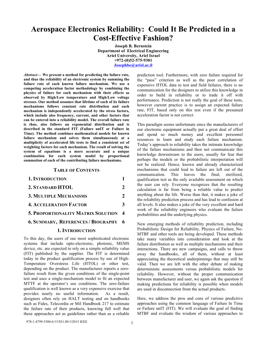 (PDF) Aerospace Electronics Reliability Could It Be Predicted in a