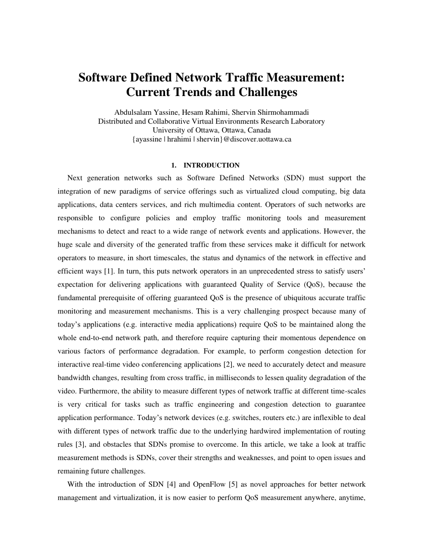 (PDF) Software Defined Network Traffic Measurement Current Trends and