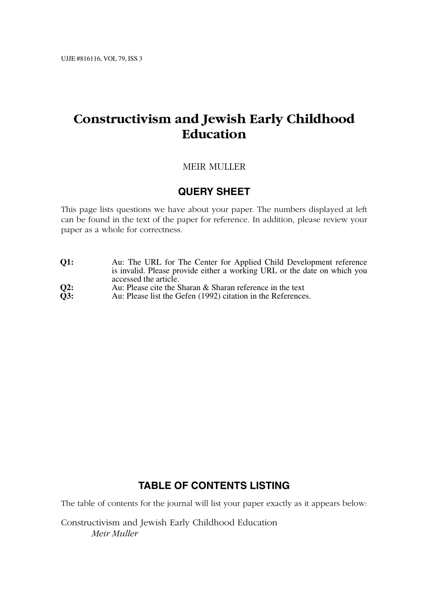 PDF Constructivism and Jewish Early Childhood Education