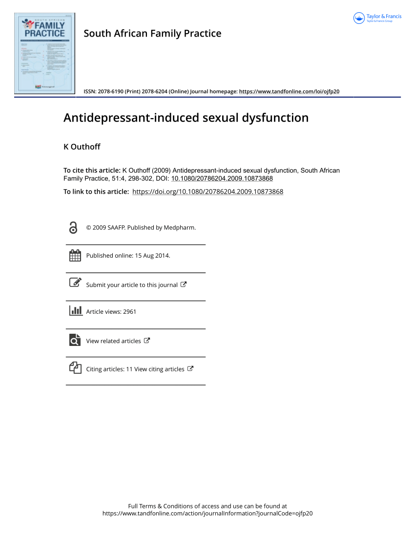 PDF Antidepressant induced sexual dysfunction