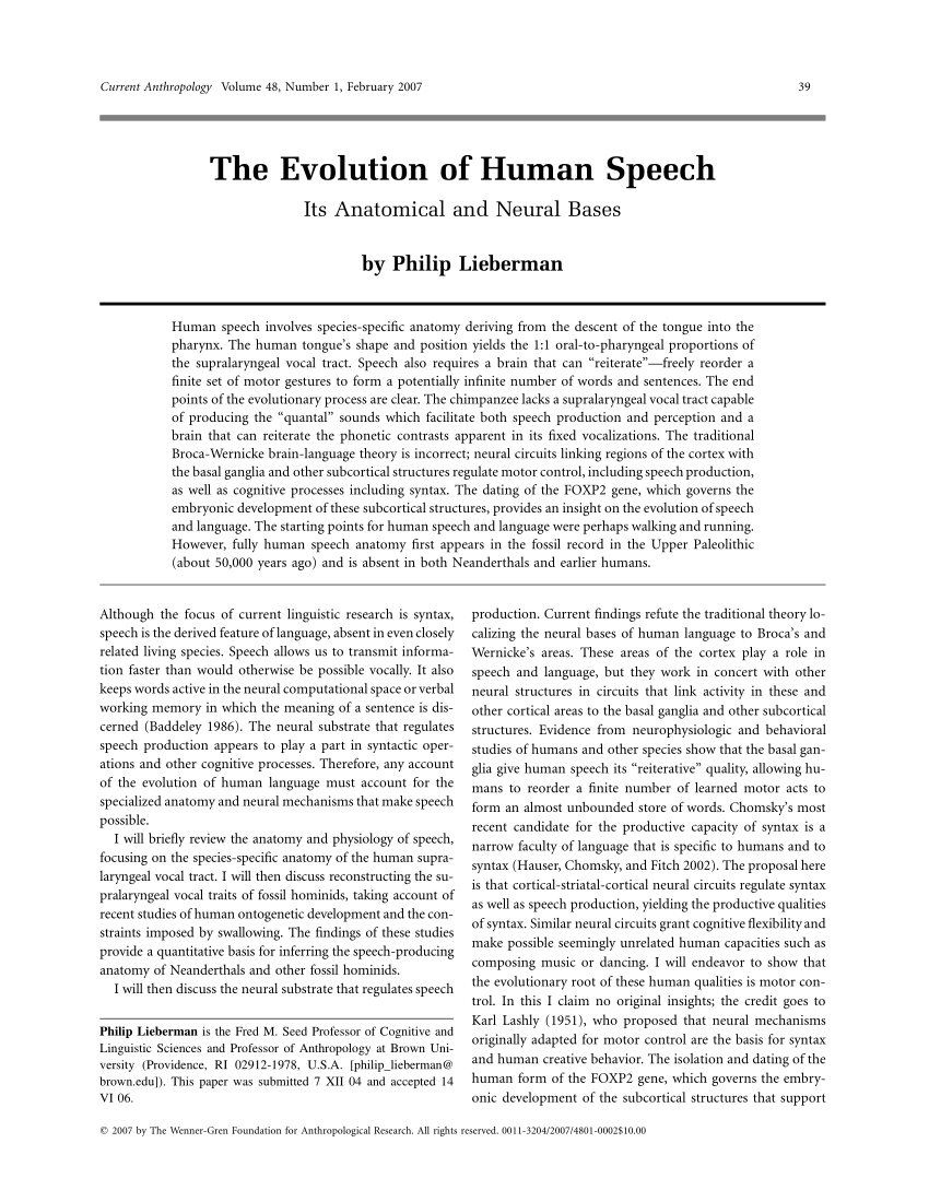 speech on evolution of man