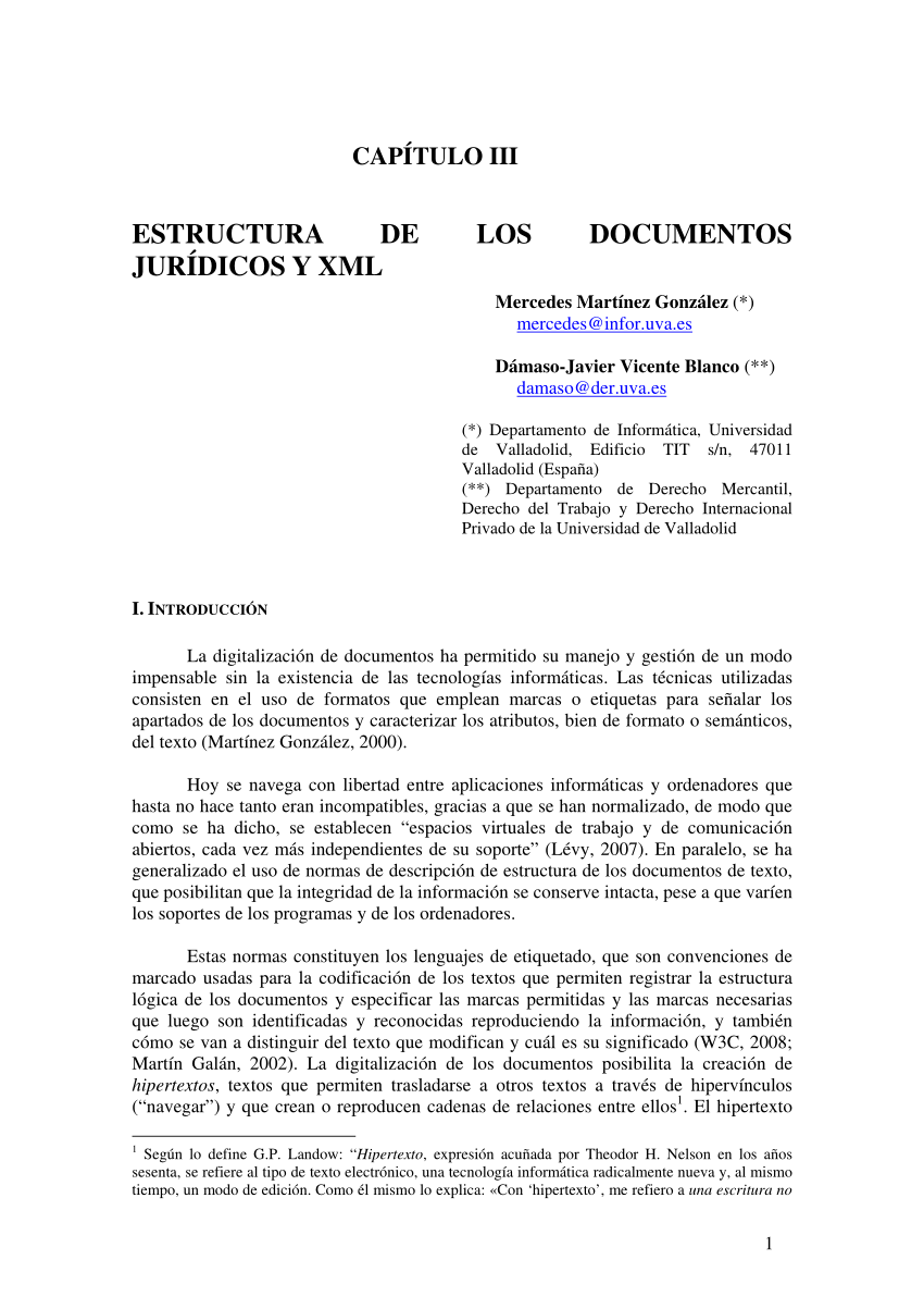 Pdf Estructura De Los Documentos Juridicos Y Xml
